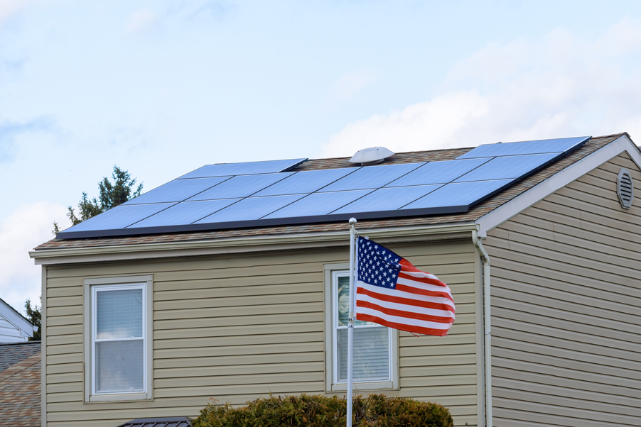 Solar panels installed on a Maryland suburban home